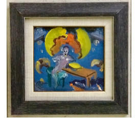 Кищенко А.М. - "Вкус меда", 1982г. Картон, масло. Размер с рамой 28,5/27,5 см. №1160