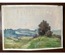 Мiкола Паўлоўскi. Акварель. "Уборка сена", 1965 год; 26/18,5см №1499