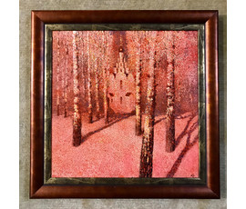 Казаков Б.И "Морозный день", 2007г. ДВП, темпера. Размер 50/50 см, 62/62 см с рамой. № 1446
