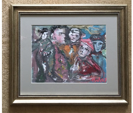 Акулов В.И. "Собрание", 2007 г. Смешанная техника письма. Размер 48х56 см с рамой и паспарту. №656