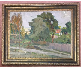 Фото: Крохалев П.С (Крохолев) "Вечер в Цюрюпинске",1961 г. Картон, масло.Размер 58х72 см. - Артикул №684