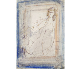 Фото: Алесь Мара (Марочкин А.А. 1940 г.р.). Эскиз "Дзяўчына i конiк" (бел.) Акварель, 2001 год - Артикул №1738