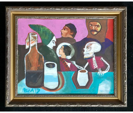 Акулов В.И. "Шабаш", 2019г. Картон, акрил. Размеры 40/50 см; в раме 51/61 см. №1673
