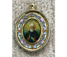 Сергий Радонежский (84), эмали. Размеры 5/4 см. Россия, XIX век №1795