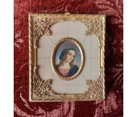 МАДОННА. Европа XIX/XX вв. Размеры: 9/8 см с рамой. Подпись автора. №1825 НЕТ В НАЛИЧИИ