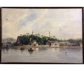 Акварель,"Китай" 1875 год. Размер 26х38 см.с рамкой.№199