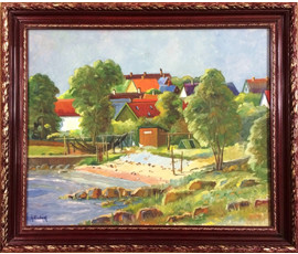 Картина "Уборка сена", Европа. Подпись автора. 1-я пол.20в. №201