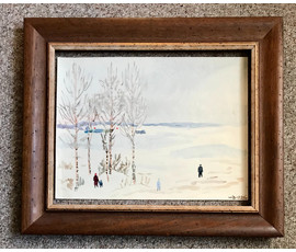 Михеева В.Н. Акварель. "Зима в Заславле", 1989 год; 36/48 см №1515