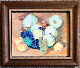 Михеева В.Н. Акварель. "Яблоки с виноградом", 1979 год; 36/48 см №1516