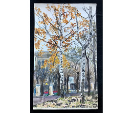 Минск. Михеева В.Н. Акварель "Стадион по ул. Кирова в г. Минске", 1975 год; 54,5/33 см №1532