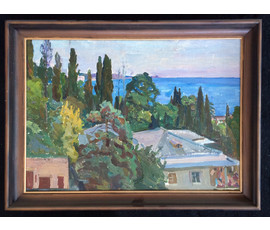 Крохалев П.С (Крохолев) "Кипарисы", холст, масло. Размер 57,5х77,5 см. с рамой. №404