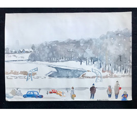 Минск. "Зима". Михеева В.Н. Акварель, 1988 год; 44х65 см №1548
