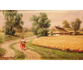 Картина "Хуторок". Подпись автора: B. Adrillan. 1913 год. №11