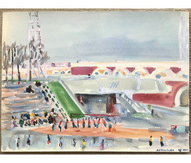 Минск. Михеева В.Н. Акварель "Стадион в г.Минске", 1982 год; 36х48 см №1556