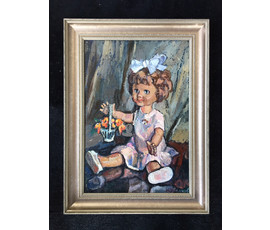 Звонков И.Г. "Кукла Маша", картон, масло. Размер 43х61.5 см. №554