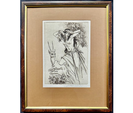 Кашкуревич А.М "Виноградная лоза". Офорт, размер с рамой 26,5х32,5 см. № 3855