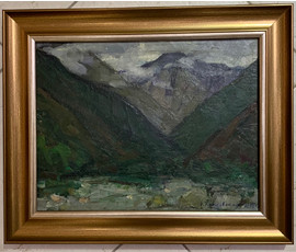 Красовский Е.Е "Пересохшая река. Жоэкварское ущелье", 1975г. Картон, масло. Размер 25х32 см. № 2741