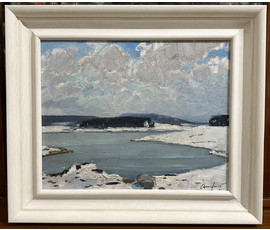 Фото: Маслеников П.В "Цнянское водохранилище", 1987 г. Картон, масло. Размер 40х50 см. № 3453 - Артикул №3453