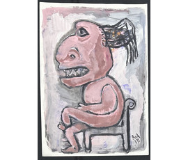 Акулов В.И "Домовой", 2013г. Бумага, акрил. Размер 41,5х59 см. № 3537