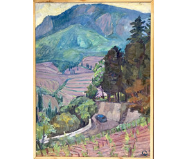 Катков С.П "Дорога в горы", картон, темпера. Размер с рамой 71х93,5 см. № 3955
