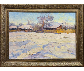 Максимцев К.И "Пейзаж", 1953г. Картон, масло. Размер 50х70 см. № 3885