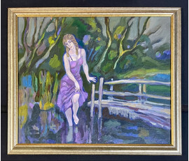 Поплавский Г.Г "У озера", 2014г. Холст, акрил. Размер с рамой 58х68 см. № 3621