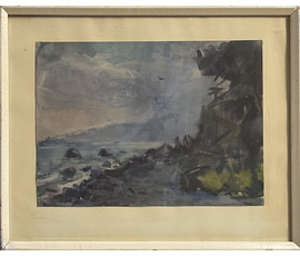 Красовский Е.Е. "Тёплый дождь", 1972г. Акварель. Размер 50,5х62,5 см. с родной рамой и паспарту. № 2837