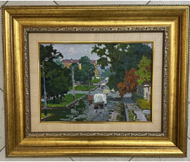 Фото: Маслеников П.В. "Минск", 1973г. Картон, масло. Размер 45,5х55,5 см. - Артикул №421