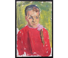 Варламов В.М "Дзяўчына", 1973г. Картон, масло. Размер 30х46 см. № 2936