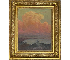 Козловский А.С "Солнце садится",1972г. Картон, масло. Размер с рамой 61,5х71,5 см. № 3748
