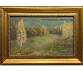Борозна Л.Т "Пейзаж". Картон, масло. Размер с рамой 64х45 см. № 3841