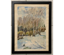 Зарицкий Э.М. Акварель "Март", 1984 год; 43/30 см №1498