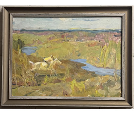 Козловский А.С.Этюд. Картон, масло. Размер с рамой 55,5х43 см. № 3890