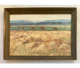 Зайцев Е.А "Пора уборки", 1968г. Картон, масло. Размер 24х33,5 см. № 2743