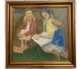 Волков А.В "За книгой", Холст, масло. Размер 46х47 см. № 2914
