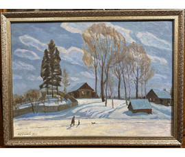 Фото: Фетисов И.Я "Лунный вечер", 1993г. Холст на картоне, масло. Размер 48х66,5 см. № 3306 - Артикул №3306