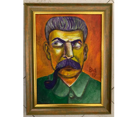 Акулов В.И. "Сталин", 2019 год. Размер 36,7х46,7 см.Картон, акрил. №1641