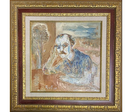 Фото: Акулов В.И "Автопортрет", 1994г. ДВП, масло. Размер 48х48 см. с рамой. № 3436 - Артикул №3436