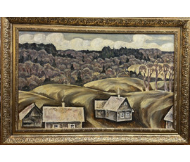 Дударенко Л.А "За Хохловым", 1972г. Картон, масло. Размер с рамой 96,5х66,5 см. № 3734