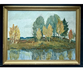 Данциг М.В "Осень", 1961г. Картон, масло. Размер с родной рамой 58х78 см. № 3816