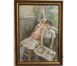 Волков А.В "Братик с сестричкой". Холст, масло. Размер 31х43 см. № 2932