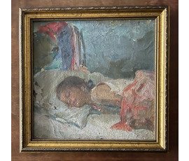 Фото: Крохалев П.С (Крохолев) "Спящая",1956г. Холст, масло.Размер 30,5х31 см. № 2928 - Артикул №2928