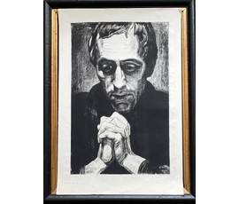 Добров Г.М (Гладунов) Народный художник ."В раздумье", 1970г. Литография.Размер 50х75см. № 2649