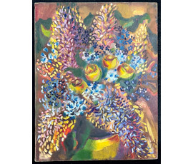Клименко А.И "Цветы в жёлтой вазе", 2002г. Холст, масло. размер 70х55 см. № 2630