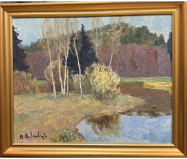 Козловский А.С "Весна". Картон, масло. Размер с рамой 46,5х56 см. № 4085