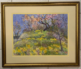 Доморад В.А "Весна в горах", 1987г., акварель. Размер 35,5х46,5 см. № 2842