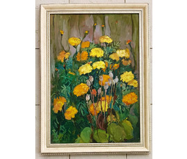 Казак Е.О "Бархатцы", 2001г. Холст, масло. размер 69х48 см. № 2474