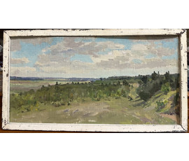 Фото: Бржозовский Г.Ф "Белорусский пейзаж", 1975г. Холст на картоне, масло. Размер 24х46 см. № 3445 - Артикул №3445