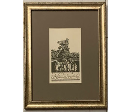 Скрипниченко Г.С. Художник-сюрреалист, "белорусский Дали". Экслибрис. Яечко С.Э. 1969г. Размер 9х14 см. С рамой 26, 5х34 см. № 1987