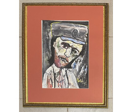 Акулов В. И « Автопортрет - белогвардеец", 1996г. Смешанная техника. Размер с паспарту 37х46см. № 3456